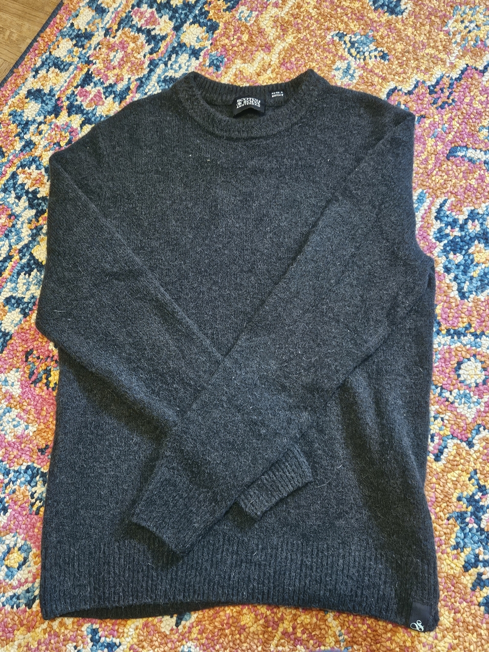 Scotch & Soda Dark Charcoal Crewneck Sweater Medium Wool Blend